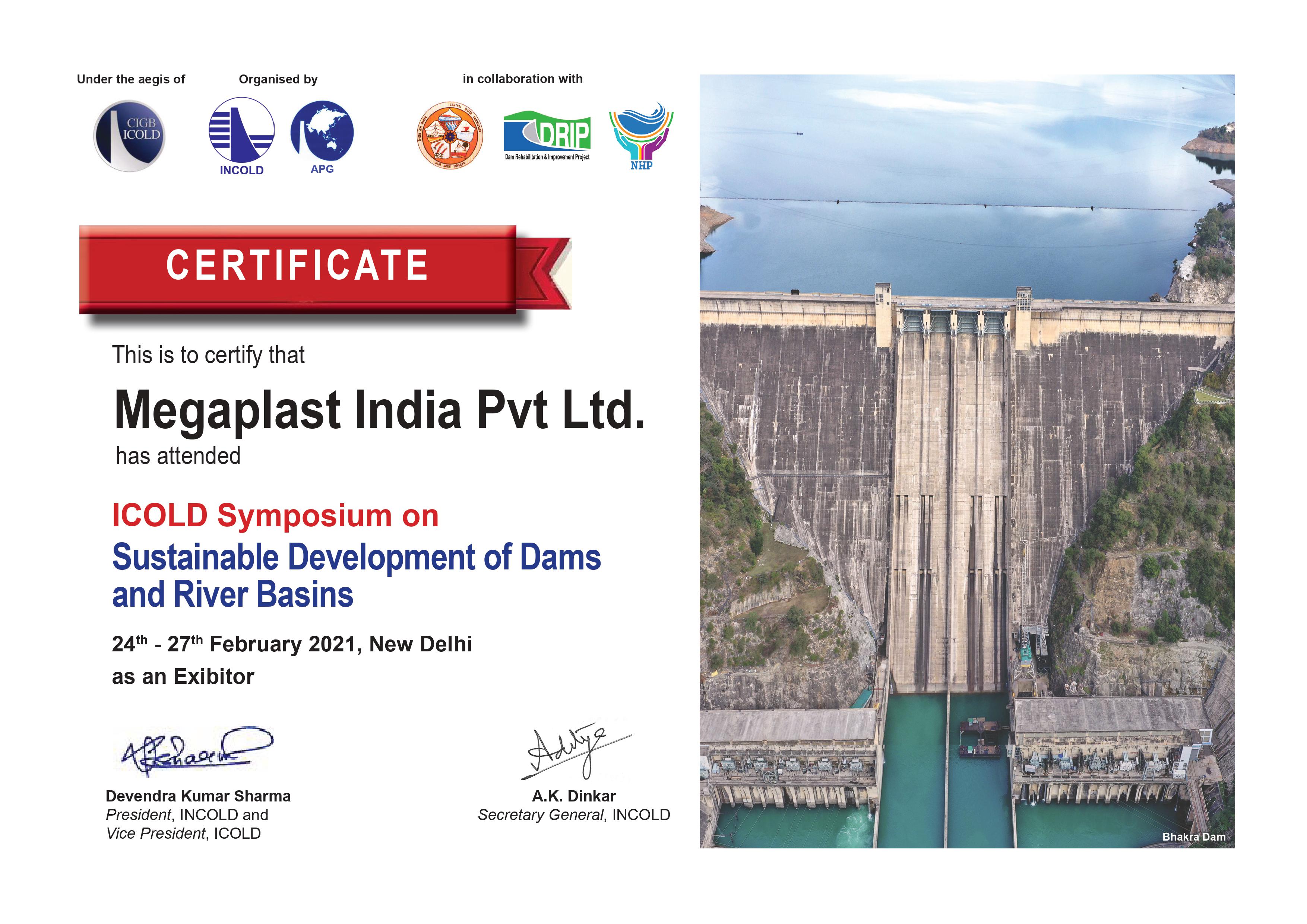 Megaplast participated in the Exhibition ICOLD Symposium on Sustainable Development of Dams and River Basins, 24th-27th February 2021